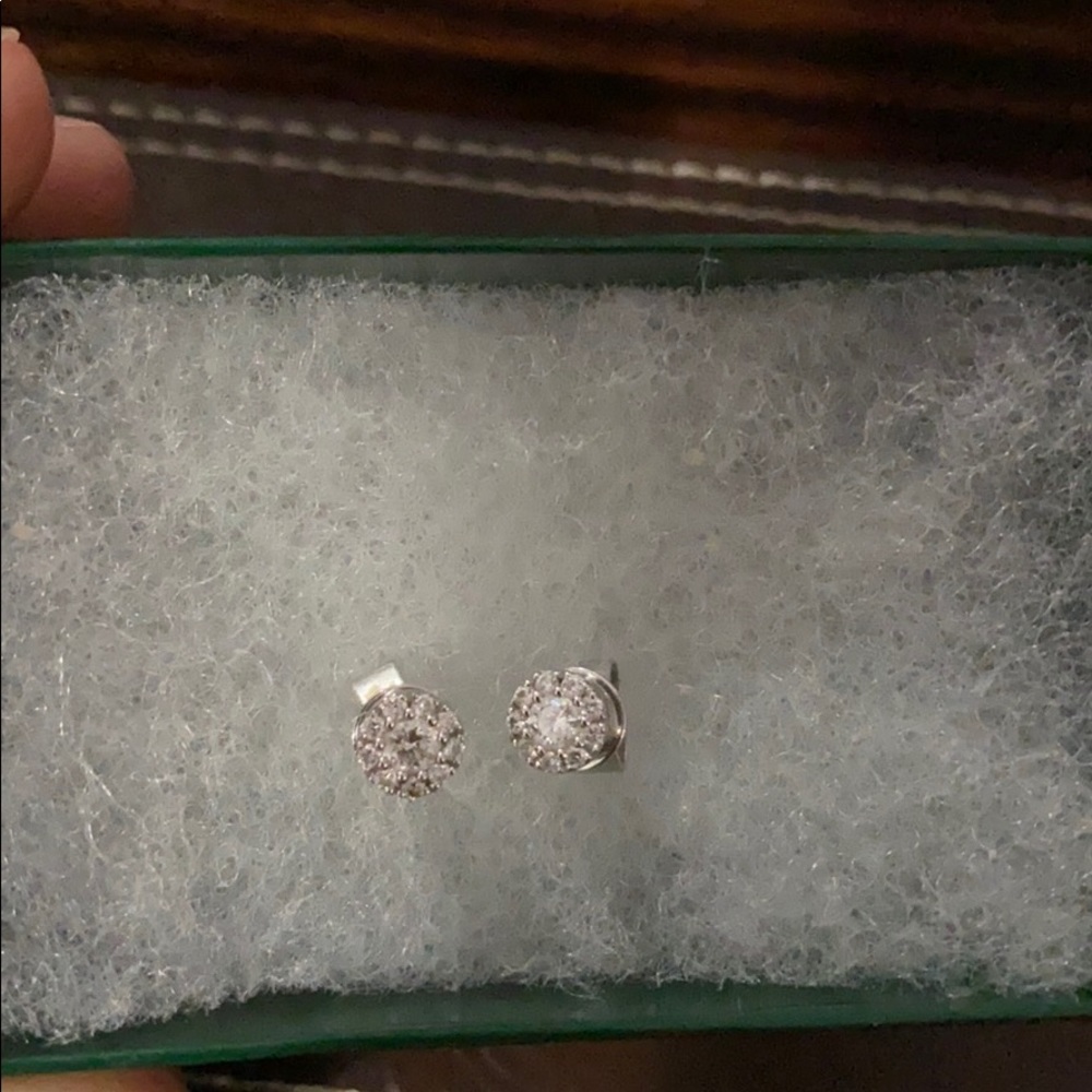 Fourteen (14k) Karat white gold diamond earrings